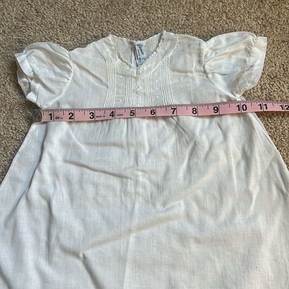 Vintage Pemae White Handmade Embroidered Baby Dress Size 6 Months - Picture 7 of 8